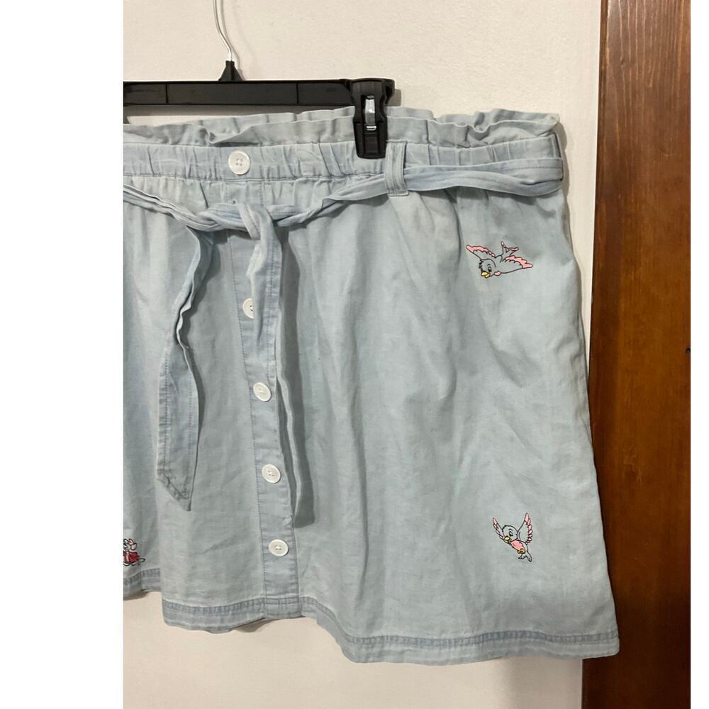 Disney Parks Cinderella Denim Chambray Patch Skirt Gus Gus Jack Size1x Plus - Picture 4 of 7